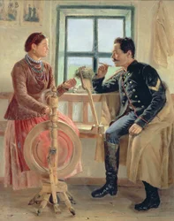 Conversation à la roue de filage, 1884